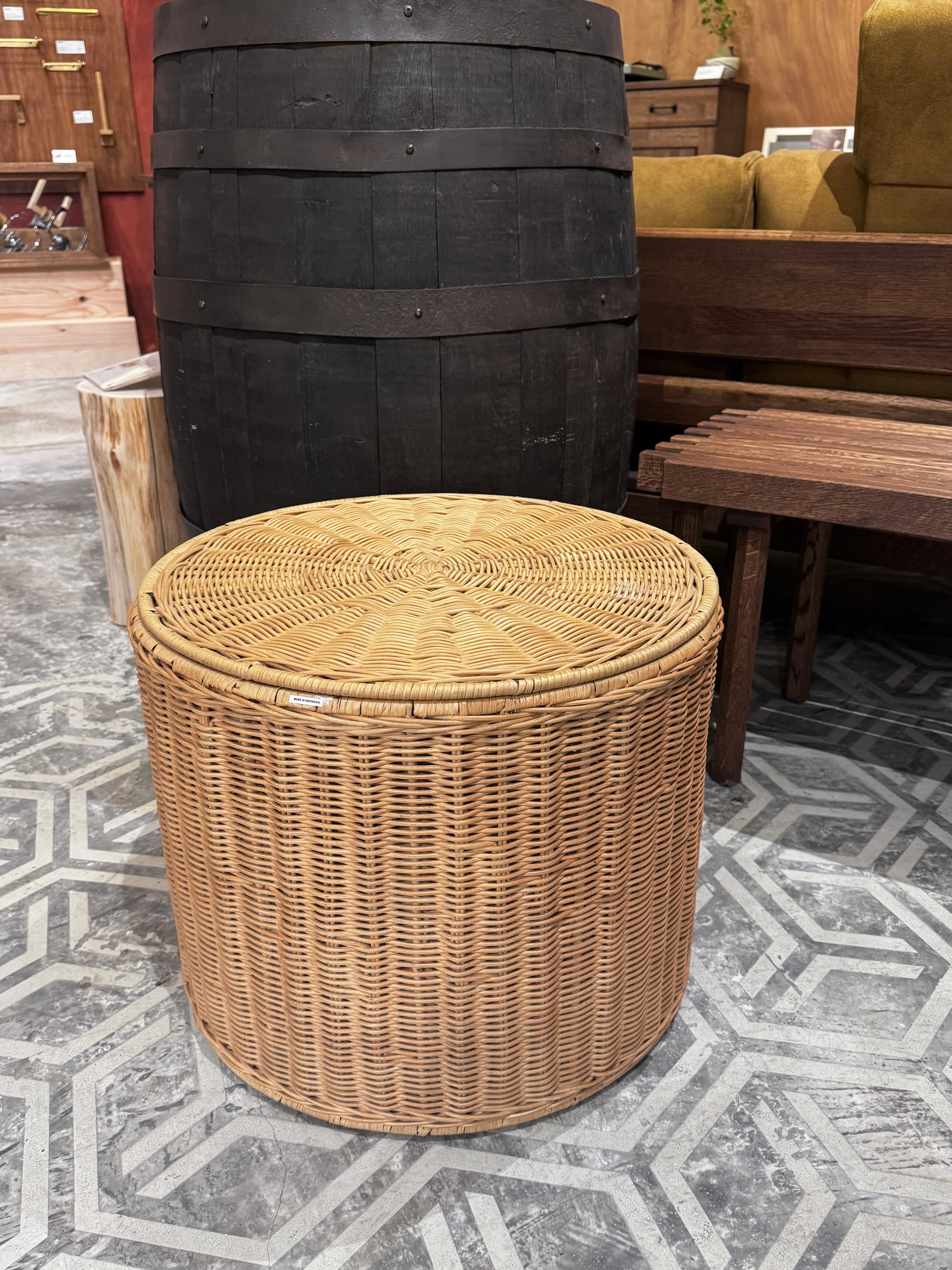 DISPLAY SALE - ROTIN STORAGE STOOL